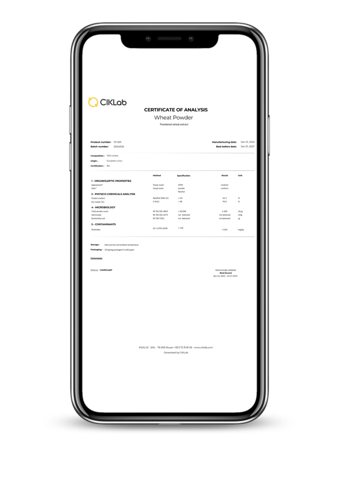 What is a CoA (Certificate of Analysis) in the food industry? - CIKLab